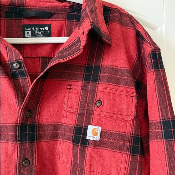 Men’s Loose Fit Heavyweight Flannel Long Sleeve Plaid Shirt Size: XL Tall - Picture 3 of 5